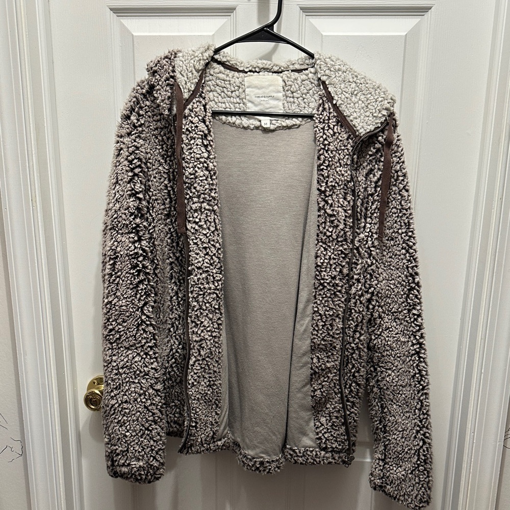 Thread & Supply Teddy Jacket - Brown and Cream